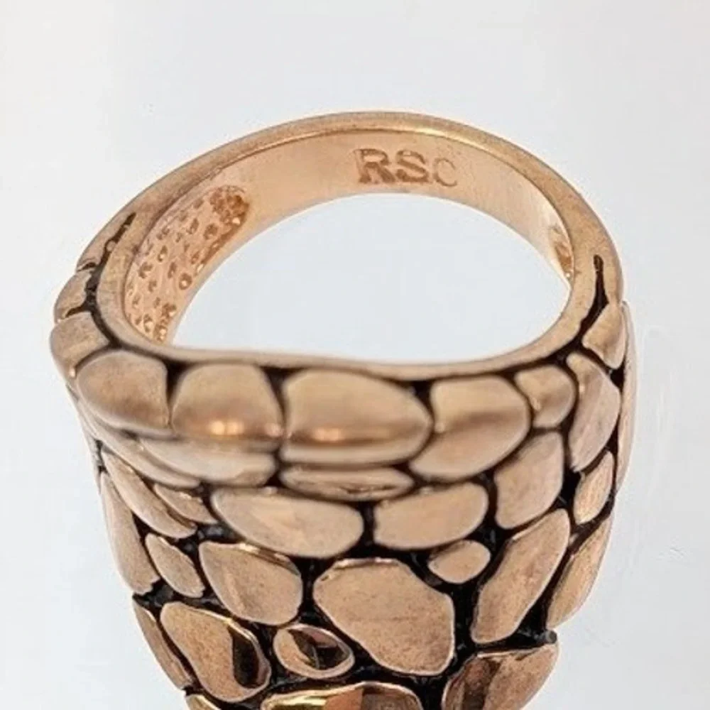 RS Covenant RSC Ring Size 7 Bronze Tone‎ Pebble Statement Chunky Brutalist